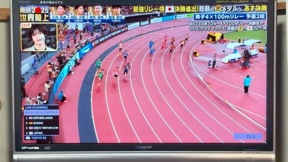 男子100m予選２組で力走する桐生祥秀選手