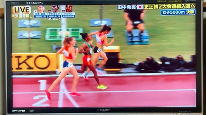 女子5000m決勝でゴールする田中希実選手