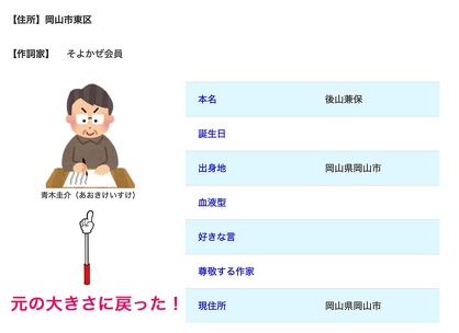CSSに記述を追加したら、イラストの大きさが元に戻った。