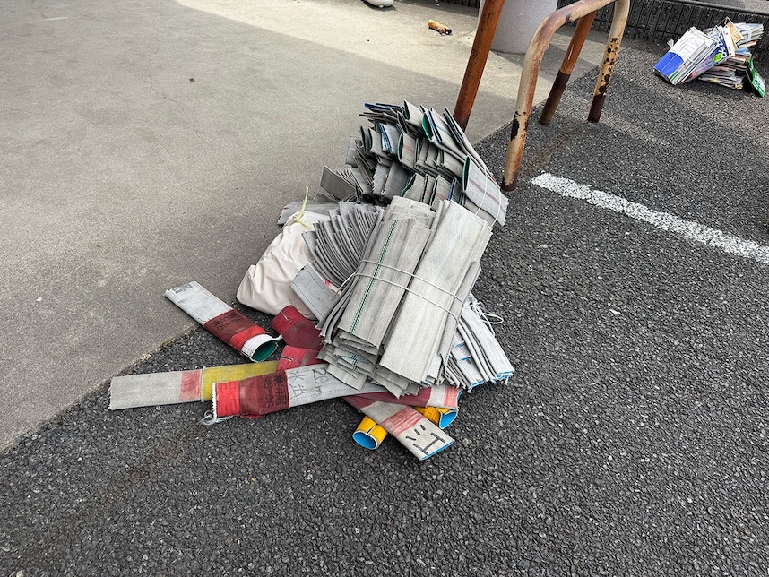 切断された消防ホース