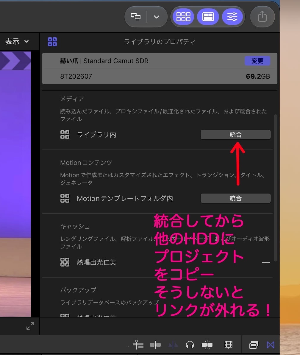 ライブラリ内の統合